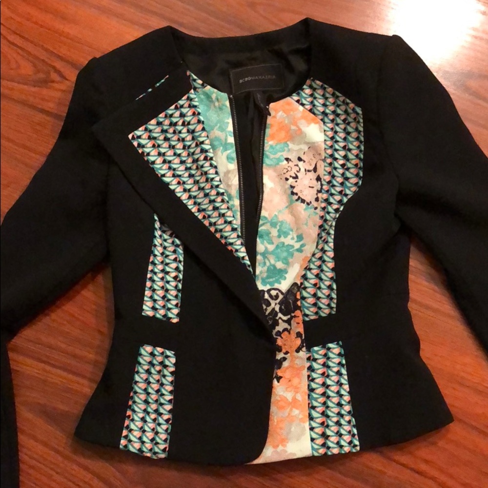 BCBG Maxazria zip blazer/jacket floral print